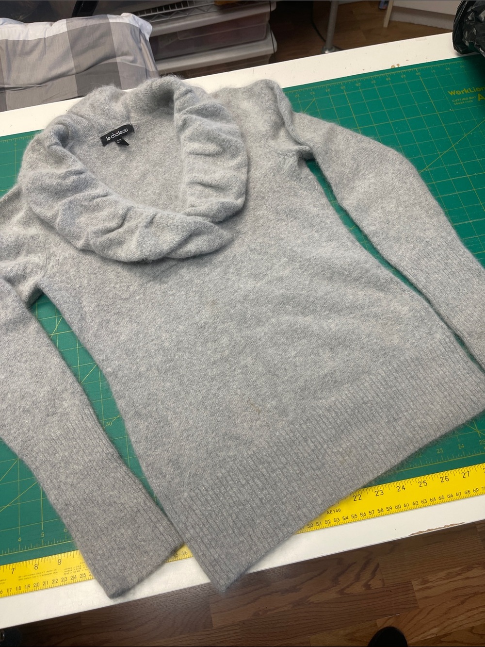 le chateau Light Gray Cowl Neck Sweater